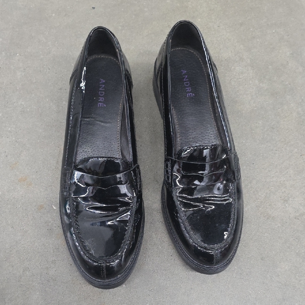 AND Shiny Black Women's Loafers